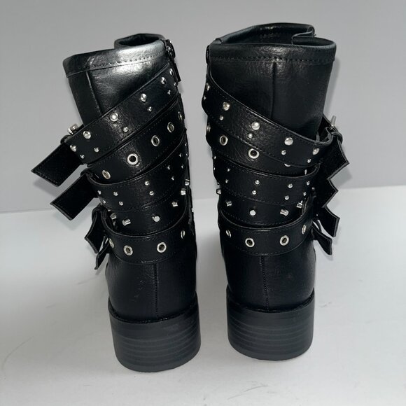 Fergie Black Studded Buckle Moto Boots | Women’s Size M - Picture 4 of 5